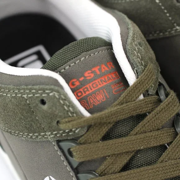 G-Star Raw Attacc Pop Combat Green Orange Low Cut Sneakers 11 NEW Logo Patch